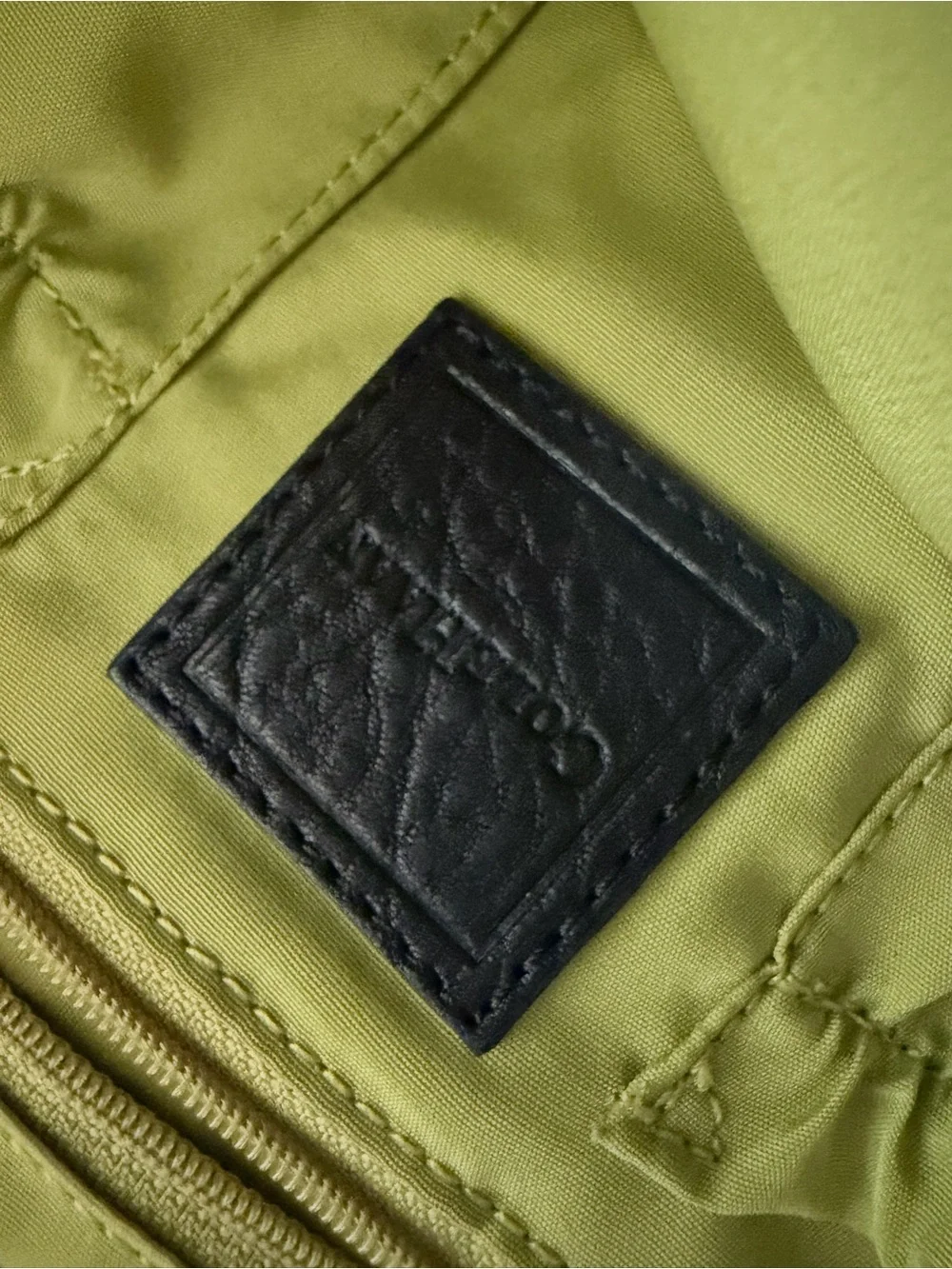 Cole Haan Black Nylon Messenger Bag with Lime and White Stripe